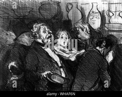 Dessin animé sur l'Exposition de Paris caricature d'Honoré Daumier. Le Charivari du 24 mai 1855 Banque D'Images