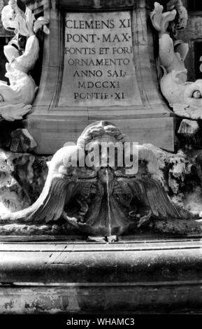 L'inscription de Clément XI sur la fontaine en face du Panthéon Banque D'Images