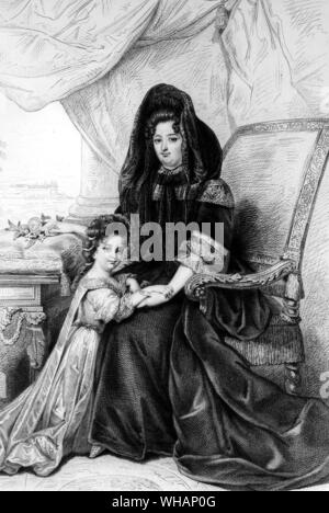 Françoise d'Aubigne. Marquise de Maintenon et Françoise d'Aubigne duchesse de Noailles gravés après Helle Banque D'Images