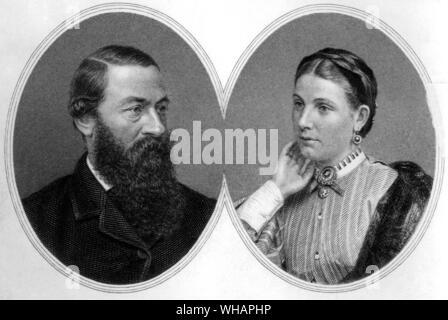 Florence et Sir Samuel White Baker (1821-1893), un explorateur anglais. En mars 1861, il a commencé dès son premier tour d'exploration dans l'Afrique centrale. Il est le premier Européen à la vue du lac Albert, Nyanza Lac maintenant Mobutu Sese Seko en Afrique centrale et de découvrir que le nil coulait à travers elle. Il a également fondé une colonie agricole au Sri Lanka. L'aventure africaine - une histoire de l'Afrique de l'Explorers par Timothy Severin, page 232. Banque D'Images