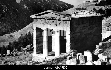 Trésor des Athéniens à Delphes . Grèce Banque D'Images