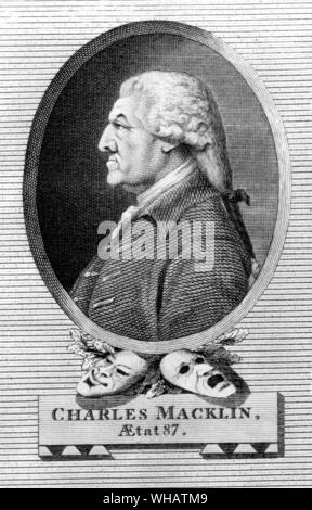 Charles Macklin âgés de 87 par J Coin. 1699-1797, acteur et dramaturge irlandais, dont le vrai nom était McLaughlin, est né en Irlande, et a eu une jeunesse aventureuse avant de venir à Bristol, où il a fait sa première apparition sur la scène que Richmond dans Richard III Banque D'Images