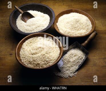 La cuisine italienne . Le riz.. Commune italienne Originario, Semifino, Fino, Arboria. Banque D'Images