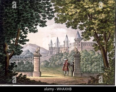 Jeu de l'opéra, Anna Bolena, montrant que le parc du château de Windsor. Anna Bolena est un opéra italien par Gaetano Donizetti (1797-1848). Le livret est de Felice Romani basée sur la vie d'Anne Boleyn. Il a été créé le 26 décembre 1830, au Teatro Carcano, Milan.. . Banque D'Images