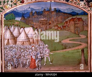 Isabelle de France (c.1295-1358) avec des troupes à Hereford, 14e siècle. Banque D'Images