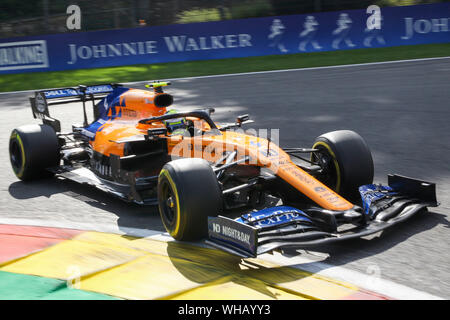 #  04 Lando NORRIS, GBR, McLaren, MCL34, Renault E-Tech 19 pilote de course de Formule 1 moteur de Formule 1 au Grand Prix de Belgique Johnnie Walker 01.09.2019 Circuit de Spa-Francorchamps en Belgique | dans le monde d'utilisation Banque D'Images