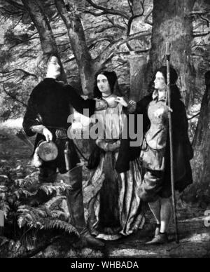 Une scène de comme vous l'aimez par Walter Deverell : le simulacre de mariage Orlando et Rosalind . Le City Museum and Art Gallery , Birmingham, Angleterre. 1853 Banque D'Images