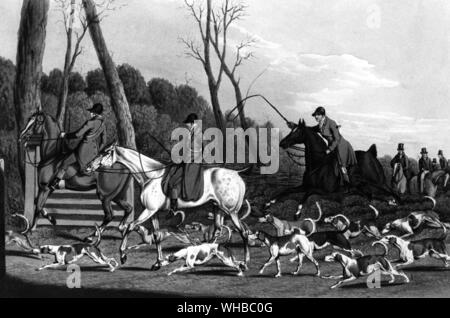 Scène de chasse La chasse au renard à couvrir la peinture par J Clark 1820 Banque D'Images