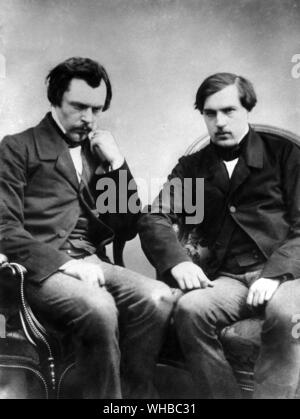 Edmond (à gauche) et Jules de Goncourt -. Edmond de Goncourt (26 mai 1822 - 16 juillet 1896) était un écrivain français, critique, éditeur de livres et le fondateur de l'Académie Goncourt -. Il est né Edmond Louis Antoine Huot de Goncourt à Nancy. Il légua ses biens pour la fondation et l'entretien de l'Académie Goncourt. En l'honneur de son frère et collaborateur, Jules Alfred Huot de Goncourt, (décembre 17, 1830 - Juin 20, 1870), en décembre de chaque année depuis 1903, l'Académie décerne le Prix Goncourt. C'est le plus prestigieux prix de littérature de langue française, attribué à la meilleure imaginary Banque D'Images