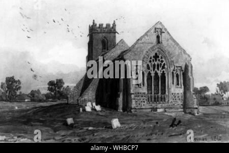 L'église de Burnham Thorpe. Nelson baptisé ici, et son père recteur de l'église. 1848 Banque D'Images