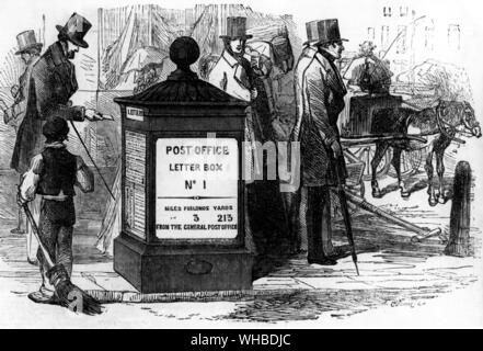 Boîte aux lettres - victorien 3 furlongs 213 verges de la General Post Office - London's premier pilier fort à l'angle de la rue de la flotte et Farringdon Street. Conçu par A. E. Cowper en 1855 à 1857. Banque D'Images