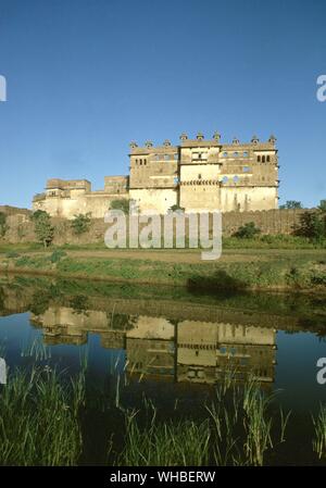 Au Palace Bar Singh Deo à Orchha , en Inde. Banque D'Images