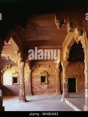 La salle de séjour dans le harem à Fatehpur Sikri dans la région d'Agra dans l'état de l'Uttar Pradesh , en Inde. 1571 - 1585 Banque D'Images