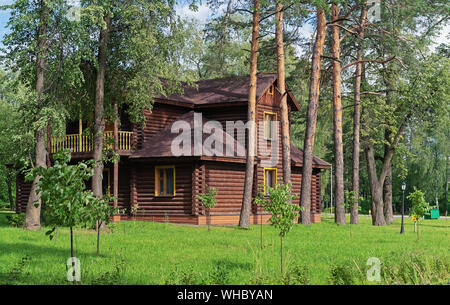 Maison en bois dans la forêt. Chalet dans les arbres. Banque D'Images