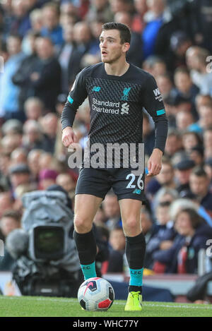 31 août 2019, Turf Moor, Burnley, Angleterre ; football Premier League, Burnley vs Liverpool : Andrew Robertson (26) de Liverpool au cours de la partie Crédit : Mark Cosgrove/News Images images Ligue de football anglais sont soumis à licence DataCo Banque D'Images