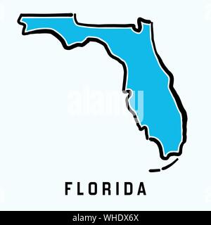 Florida map contours - bon état nous simplifié la carte forme vecteur. Illustration de Vecteur