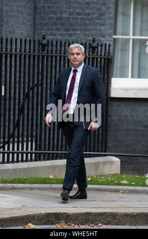 Downing Street, London, UK. 2 septembre 2019. Les ministres du Cabinet à Downing Street pour une réunion du cabinet à 17h00. Stephen Barclay, Secrétaire d'État à la sortie de l'Union européenne arrive. Credit : Malcolm Park/Alamy Live News. Banque D'Images