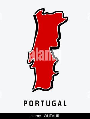 Aperçu - Portugal carte simplifiée de la forme lisse pays carte vecteur. Illustration de Vecteur