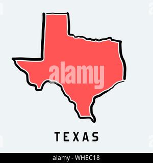 Texas Site Outline - bon état nous simplifié la carte forme vecteur. Illustration de Vecteur