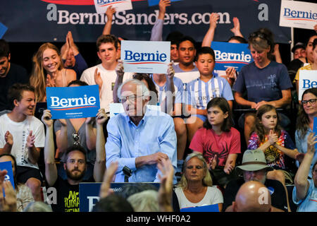 Raymond, New Hampshire, USA. Du 1er septembre 2019. Le candidat démocrate BERNIE SANDERS parle à un rassemblement à Raymond, New Hampshire. Credit : Preston Ehrler/ZUMA/Alamy Fil Live News Banque D'Images