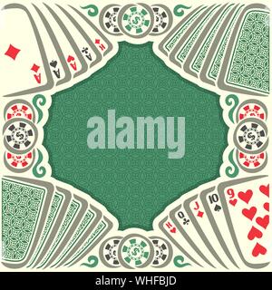 Vector affiche pour le Poker, vintage table de poker cartes à jouer et jetons de casino pour jouer jeu. Illustration de Vecteur