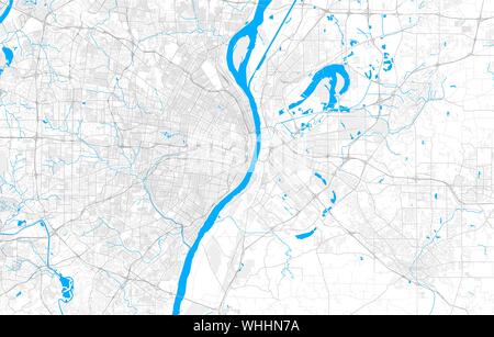 Riche carte de la zone de vecteur détaillées St Louis, Missouri, États-Unis d'Amérique. Modèle de carte pour la décoration. Illustration de Vecteur