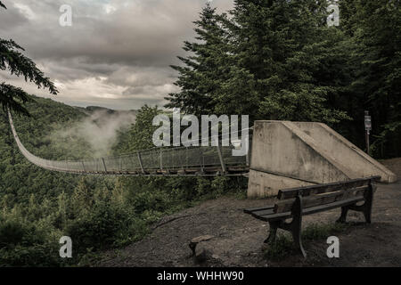 Vue d'un pont suspendu en Allemagne, Geierlay. Banque D'Images