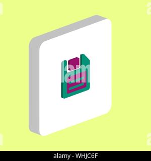Icône vecteur simple disquette. Modèle de conception de symbole d'illustration pour le web l'interface utilisateur mobile. Couleur parfaite Pictogramme 3D isométrique sur carré blanc. F Illustration de Vecteur