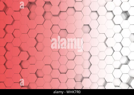 Arrière-plan hexagonal rouge. Arrière-plan 3D Banque D'Images