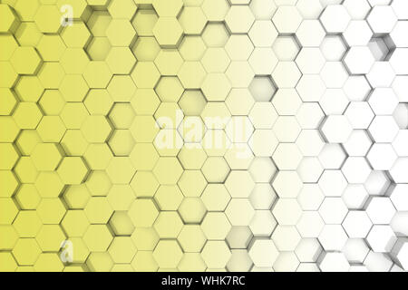 Arrière-plan hexagonal jaune. Arrière-plan 3D Banque D'Images