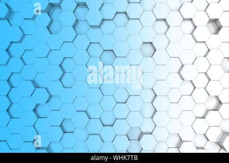 Arrière-plan hexagonal bleu. Arrière-plan 3D Banque D'Images