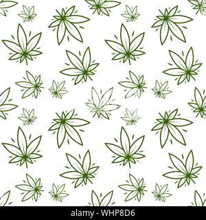 Plante de cannabis, marijuana, cannabis médical, feuille modèle transparent sur fond blanc. Vector illustration. Illustration de Vecteur