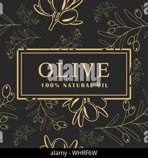 Avec des feuilles d'olive sur fond sombre. Modèle sans couture. Vector illustration. Illustration de Vecteur