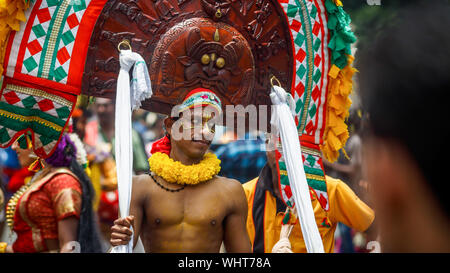 Kochi, Kerala State, India - 2 septembre 2019 - danseur dans Athachamayam procession organisée à Thripunithura à Kochi city Banque D'Images