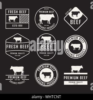 Ensemble de premium beef étiquettes, d'écussons et d'éléments de conception. Vector Illustration. Illustration de Vecteur