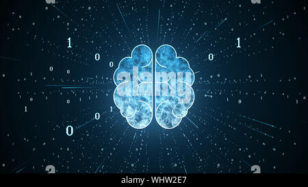 L'Intelligence Artificielle Cerveau Animation, analyse de flux de données grande, profonde de l'apprentissage des concepts des technologies de connexion de neurones.La visualisation. Futuristi Banque D'Images