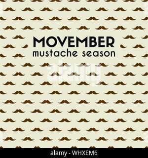 Movember. Moustache saison. Carte de souhaits avec Vector pattern moustache Illustration de Vecteur