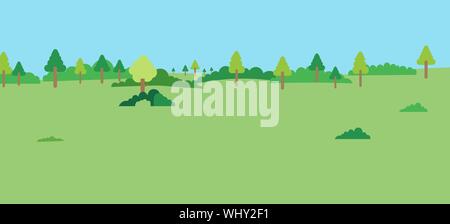 Nature Paysage avec ciel bleu.Meadow view avec forest.Champ vert parlons nature Illustration de Vecteur