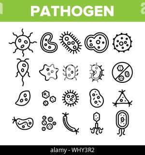 Vecteur de collecte des éléments pathogènes Sign Icons Set Illustration de Vecteur