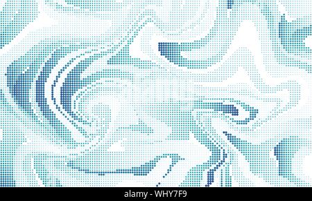 Fond vecteur liquide avec effet de demi-teintes. Blue dotted vagues abstract illustration Illustration de Vecteur