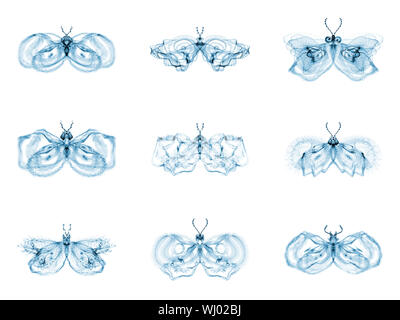 Série Papillons fractale. Interaction des papillons fractale isolé sur le sujet de la science, la créativité et la conception Banque D'Images