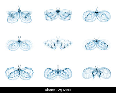 Série Papillons fractale. Interaction des papillons fractale isolé sur le sujet de la science, la créativité et la conception Banque D'Images