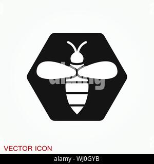 L'icône de l'abeille. Signe des animaux de ferme. Symbole graphique Illustration de Vecteur