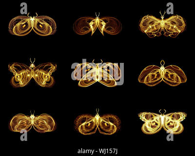 Série Papillons fractale. Arrangement des papillons fractale isolé sur le sujet de la science, la créativité et la conception Banque D'Images