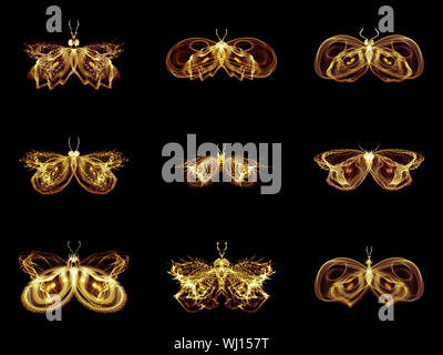 Série Papillons fractale. Arrangement des papillons fractale isolé sur le sujet de la science, la créativité et la conception Banque D'Images