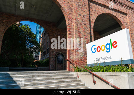 21 août 2019 San Francisco / CA / USA - Google siège dans le quartier de SOMA Banque D'Images