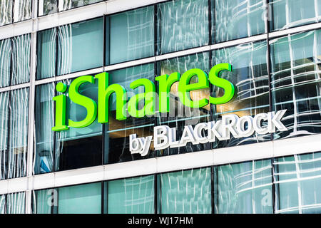 21 août 2019 San Francisco / CA / USA - iShares par BlackRock siège à quartier SOMA ; iShares est une famille de FNB gérés par BlackRock est un Banque D'Images