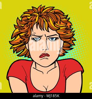 Femme en colère triste. L'émotion humaine. Comic cartoon retro pop art dessin illustration vectorielle Illustration de Vecteur