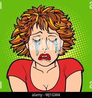 Femme pleurer les émotions humaines. Comic cartoon retro pop art dessin illustration vectorielle Illustration de Vecteur