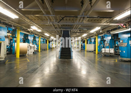 Vue de l'intérieur de l'usine d'un journal Banque D'Images